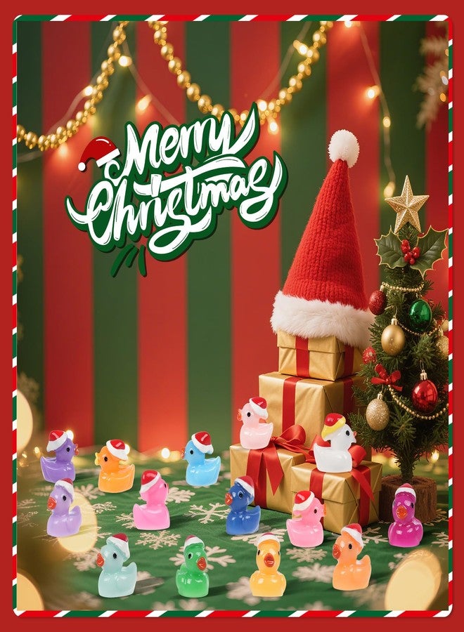 BeadRiver 160 PCS Tiny Christmas Ducks 16 Colors Little Mini Resin Ducks Christmas Hat Miniature Ornaments for Slime Dollhouse Fairy Garden Decoration - Image 4